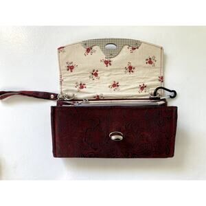 Cranberry floral clutch